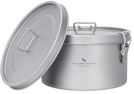 Boundless Voyage Fiambrera de titanio de 900/1500 ml, a prueba de fugas, caja bento con compartimentos y juntas, olla portátil para camping, senderismo, viajes (1500 ml)