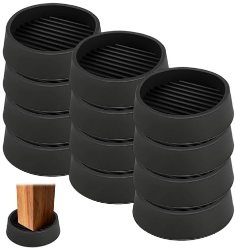 12PCS Furniture Castor Cups, Carpet Protector Cups, Sofa Feet Protectors for Wooden Floors, Prevent Scratches and Damage Hardwood Floor Bed, Round Furniture Pads for Chair Legs, Sofa Legs, Black, 2 in