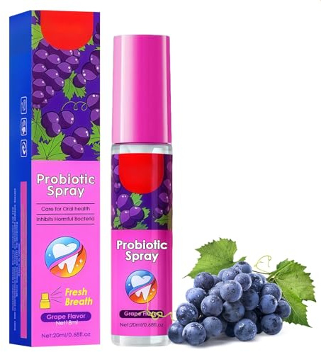 Spray D'haleine Buccale,Spray Buccal Haleine Extra Fraîche,Fraîcheur Longue Durée,Fraîcheur Instantanée & Portable pour Soin Buccal Voyage et Quotidien-Raisin 20ml