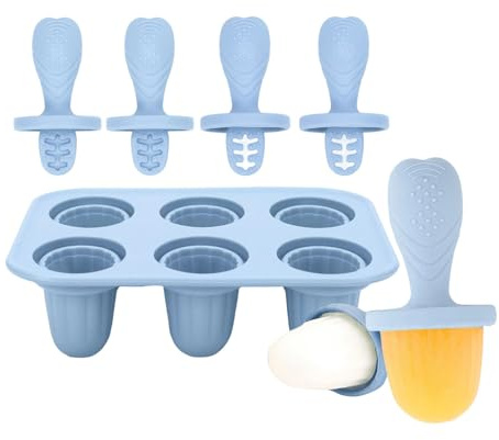 NVOQILIN Moules à glace en silicone pour bébés - Soulagement de la dentition - Avec 6 plateaux pour apaiser les gencives et mâcher en toute sécurité - Qualité alimentaire