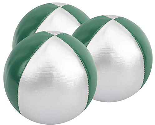 plplaaoo Juggling Ball Set PU Leather Soft Comfortable Toss Balls for Indoor Outdoor Leisure Sports Entertainment Professional Performances 3Pcs 6.3cm (green/silver)
