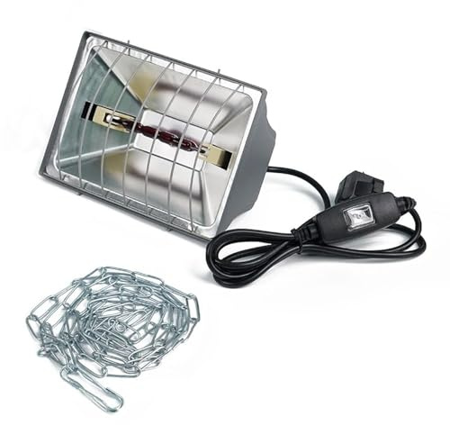 Rotlichtlampe Wärmelampe für Küken，Heizlampe Hühnerstall,Wärmelampe Tiere Mit Sparschalter,1.8 Meter Kabel，250W Heizlampe Hühnerstall, Dimmbare Automatische Thermostatisch Infrarotlampe
