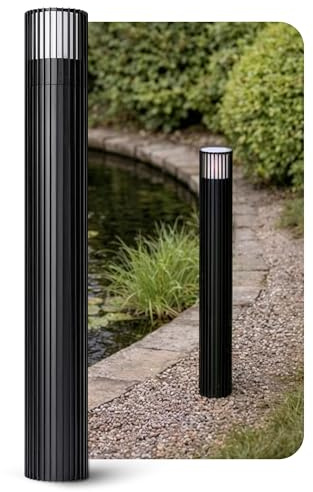 SSC-LUXon GAVALO Pollerleuchte schwarz 50cm geriffelt IP44 für G9 | Schlanke Standleuchte 50cm für den Garten - für Wege, Beete & Einfahrt, wetterfest IP44, für G9 (ohne Leuchtmittel)