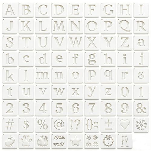 80 Pcs Pochoirs pour Peinture, Pochoir Lettre Alphabet et Chiffre, Modeles Reutilisables en Plastique, Normographe Lettre pour Scrapbooking, Art Projects, Decoration Murale et Bricolage DIY