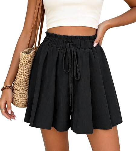 Neteson Pantalones Cortos Muje Pata Ancha Fluido Shorts Falda Bermudas | Playa Falda Pantalon Corto Verano Ligero Pierna Ancha Sueltos Casual
