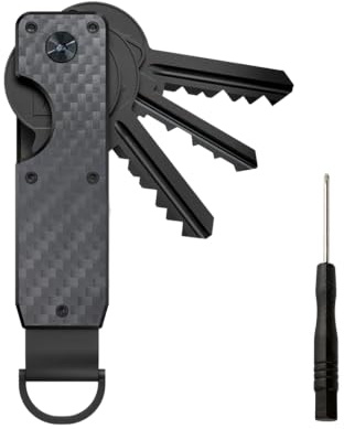 Kinesgsg Organizador de Llaves, Organizador Llaves Fibra de Carbono, Simple y Compacto Porta Chaves Hasta 6 Llave con Anillo en D, Key Organizer, para Chaves de Coche, Moto, Casa