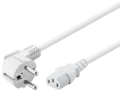 Goobay 51321 Kaltgerätekabel 5m / C13 Kaltgerätebuchse & 90 Grad Schutzkontaktstecker Winkelstecker / Universelles PC Monitor PC Stromkabel C13 Netzkabel / Weiß / 5 m