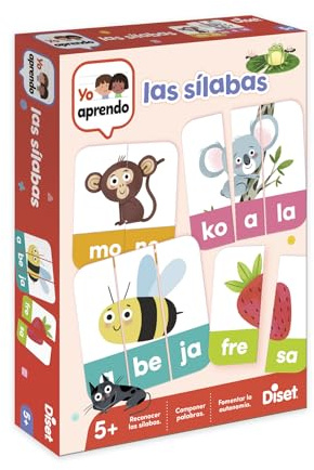 Diset, Las Sílabas, Juego Educativo para Aprender Las Letras y el abecedario para niños a Partir de 5 años, Multicolor