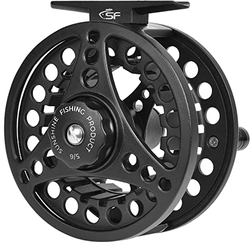 SF Große Laube Rolle zum Fliegenfischen mit Aluminiumlegierungskörper 3/4 WT Die-Cast Fliegenrolle Mattschwarz