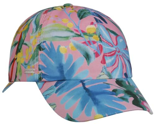 Seeberger Colour Flowers Cap Basecap Baseballcap Damencap Baumwollcap Damen - mit Schirm, Futter Sommer Frühling-Sommer - One Size rosa