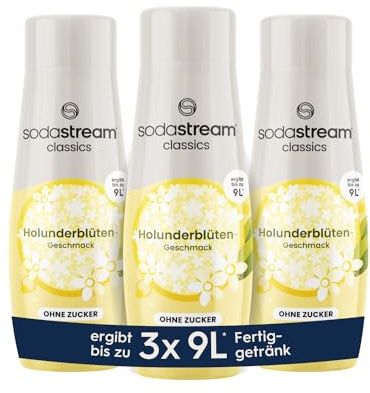 SodaStream Syrup 3 x Elderflower without Sugar, 1 x Bottle Makes 9 Litres of Ready Drink, Prepared in Seconds and Always Fresh, 440 ml