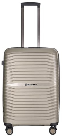 Stratic Bright+ Hartschalen-Koffer Trolley Koffer mittelgroß Reisekoffer, wasserabweisend, 4 Rollen, erweiterbar, TSA-Schloss (Größe M, Champagne)