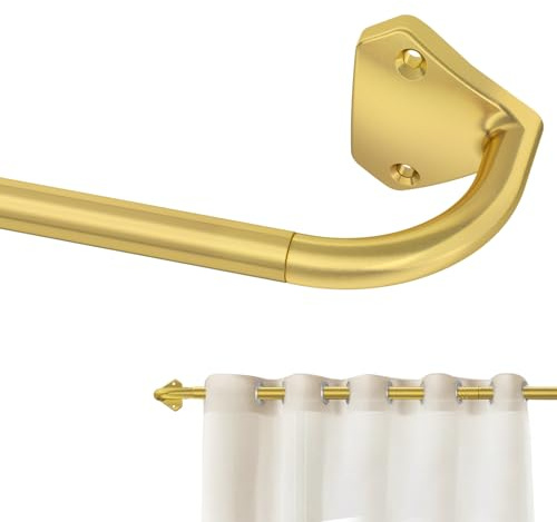 GXOACKJ Barras de cortina doradas envolventes para ventanas de 66 a 120 pulgadas, barra telescópica ajustable pequeña de 5/8 pulgadas, barras de cortina opacas para dormitorio y exteriores