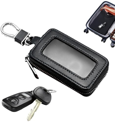 Protector de llave de coche – Funda de para llavero | Funda de para control remoto de coche, protector inteligente con cremallera y gancho de metal, soporte automático para acceso remoto y