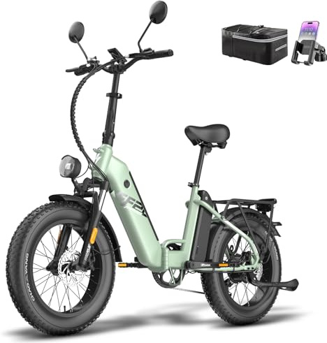 Fafrees [Oficial] Bicicleta Eléctrica FF20 Polar 2025, Bici Eléctrica Plegable de 20 *4.0, Batería Extraíble de 48V/24Ah, Bici de Montaña Eléctrica para Adultos, Alcance 150KM (Verde)