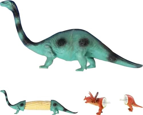 Porta pannocchie di mais a forma di dinosauro, supporti per mais sulla pannocchia, riutilizzabili, con punte in acciaio inossidabile, simpatico dinosauro con punte in acciaio inossidabile