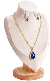TINGSING Velvet Necklace Display Bust Stand with Earrings Holes