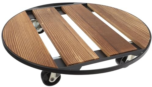 VILLCASE Support Roulant pour Plantes Plateau Bois Rond pour Pots de Fleurs Extérieurs Base Mobile avec roulettes pour Jardinière