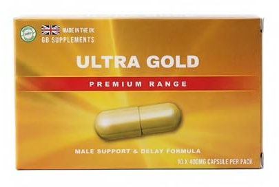10 x 400mg NEW Advanced Formula - Ultra Gold Premium Male Support Capsules | 10 Capsules | Maca, Ginseng, Tribulus, Ashwagandha Blend | Stamina & Vitality Support | UK Manufactured