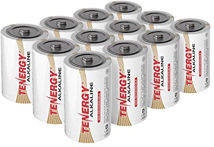 Tenergy 1.5V D Alkaline LR20 Battery, High Performance D Non-Rechargeable Batteries for Clocks, Remotes, Toys & Electronic Devices, Replacement D Cell Batteries, 12 Pack