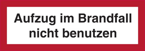 Schild Aufzug im Brandfall nicht benutzen gemäß VDI 6017 Alu 52 x 148 mm (Brandschutz) praxisbewährt, wetterfest