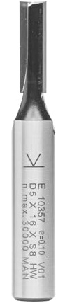ENT 10357 Nutfräser HW, Schaft (S) 8 mm, Durchmesser (D) 5 mm, NL 16 mm, SL 32 mm, GL 53 mm
