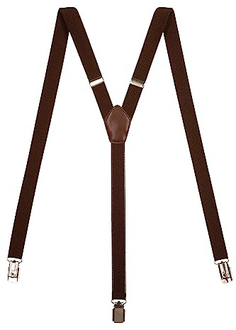 Olata Unisex-Hosenträger in Y-Form, Schmal, 20 mm | Verstellbare 20-mm-Hosenträger in Y-Form mit starken Clips und Lederkreuz; sicherer Halt für Arbeit oder elegante Kleidung.