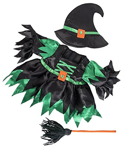 WITCH HALLOWEEN TEDDY BEAR OUTFIT CLOTHES WITH HAT AND BROOMSTICK TO FIT 15 16 39CM BUILD A BEAR FACTORY BEARS