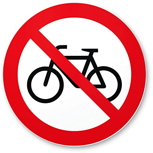 Komma Security Fahrräder durchgestrichen rotes Verbotsschild - Fahrrädder abstellen verboten - Räder verboten - Radfahrer