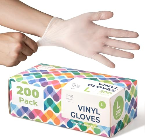 Fit Meal Prep 200 Pack Disposable Food Prep Vinyl Gloves Medium Food Safe Glove Household Cleaning Gloves for Cooking, Kitchen