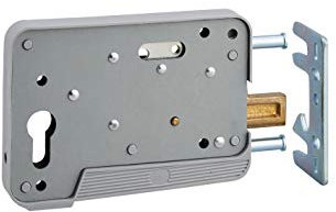 THIRARD - Boitier de Serrure en Applique à Double Entrée pour Portillon - Réversible - 150 x 108 mm - Axe 130 mm - Couverture avec Ceinture PVC - Gâche Plate Acier - Pêne Bronze D’Aluminium - Gris