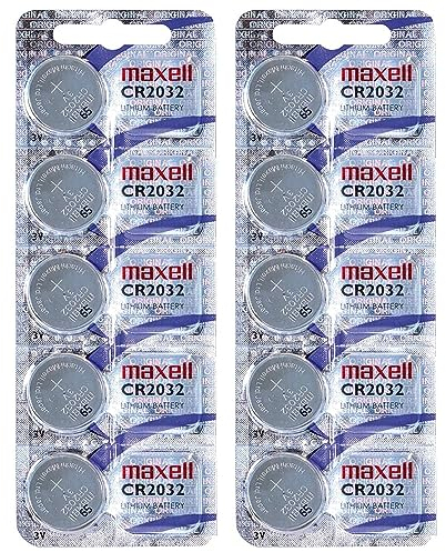 Maxell Lot de 10 Piles Bouton CR2032 3 V en 2 Piles Bouton