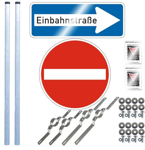 TMS PRO SHOP Komplett-Set Einfahrt verboten: Einfahrt verboten, Einbahnstraße rechts, Pfosten aus Aluminium, Stahl, Art.-Nr. 607309