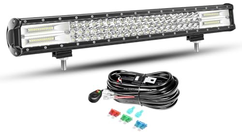 Willpower Led Lichtleiste Balken 12V 24V 23 324W für Auto Offroad KFZ | Lightbar Arbeitsscheinwerfer, mit 12V Kabelbaum, 6000K Weiß, IP67 Wasserdicht, Beleuchtung für Traktor ATV Boot Quad