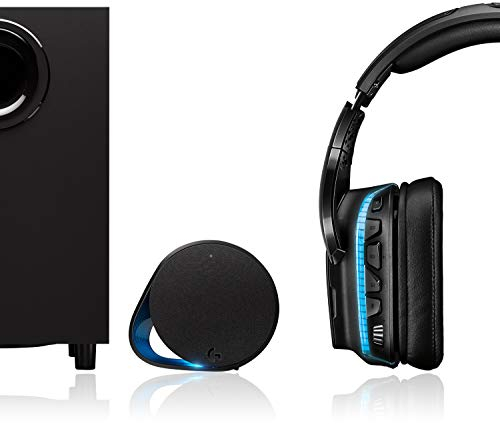 Logitech G560 PC-Gaming-Lautsprecher mit DTS:X Ultra Surround Sound, Spielbasierter RGB-Beleuchtung + Logitech G935 kabelloses Gaming-Headset mit LIGHTSYNC RGB, 7.1 Surround Sound
