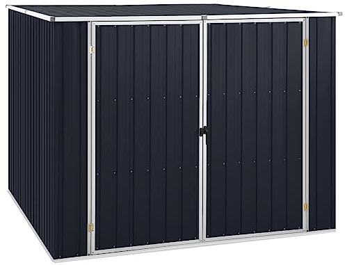 vidaXL Gerätehaus ohne Boden Doppeltür Schrägdach Geräteschuppen Schuppen Gartenhaus Gartenschuppen Anthrazit 195x198x159cm Verzinkter Stahl