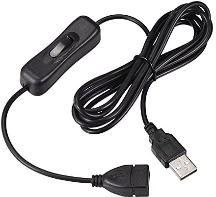 sourcing map USB Cable with ON/Off Switch, USB Male to Female Extension Cord 2M Black, for LED Desk Lamp LED Strip, Pack of 2