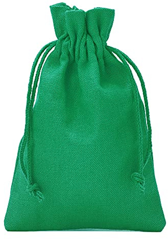 ORGANZABEUTEL24 5 Baumwollsäckchen, 40x30 cm, grün, Stoffbeutel zum Zuziehen, Geschenkverpackung, Ostern, Geburtstag, Adventskalender, Dekoration, Aufbewahrung, Geschenkbeutel