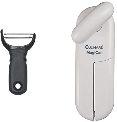 OXO Good Grips Y Peeler & Culinare C10015 MagiCan Tin Opener | White | Plastic/Stainless Steel | Manual Can Opener | Comfortable Handle for Safety and Ease