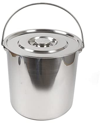 Edelstahleimer mit Deckel 20 Liter Eimer Kücheneimer Futtereimer Milcheimer Sektkühler geeignet für Küche, Industrie, Medizin, Gastronomie und Lager