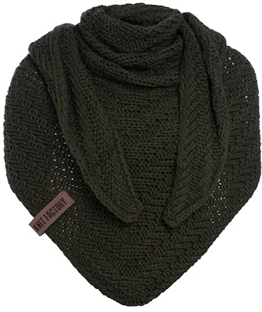 Knit Factory - Sally Trekantssjal - Khaki - 220x85 cm
