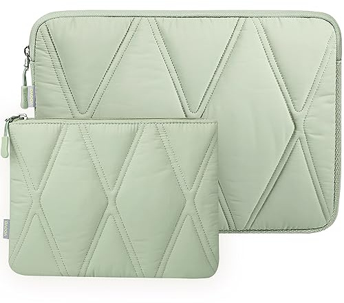 Voova Puffy Laptop Sleeve Carry Case 13-13.6 Inch Compatible with MacBook Air 13 M1/M2/M3/M4, MacBook Pro 13, IPad Air/Pro 13, Computer Cover Bag with Accessories Pouch，Mint Green