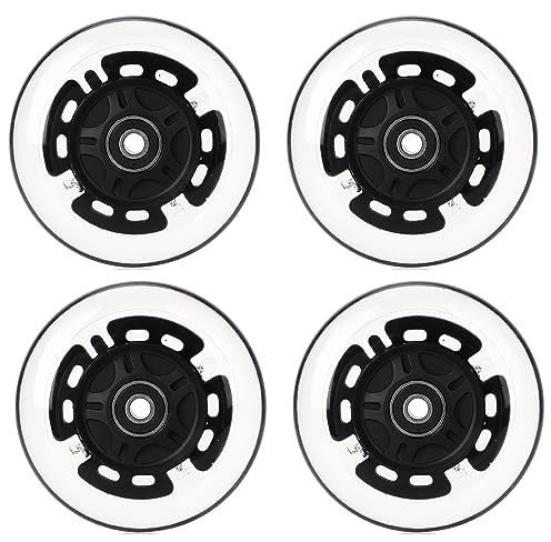 Leuchtende Scooter Räder 100mm - 2 Stück LED Rollen Mit ABEC-9 Lager - Hell Leuchtend Kick Scooter Rollen für Alle Roller (Z/Black 2Sets)
