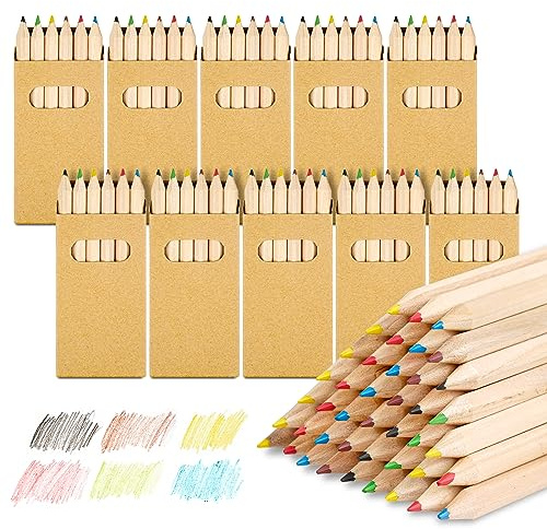 Svalor Matite colorate per adulti, set da 10 confezioni da 6 matite colorate, 60 mini matite colorate in scatola di cartone, pastelli piccoli per disegno artistico, schizzi e colorazione