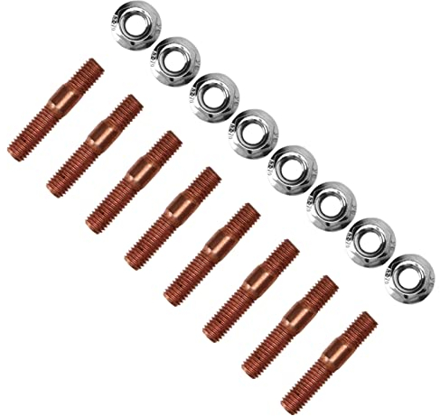 M8 1,25 Gewinde Turbo Stehbolzen Kit, 8 Stück Stehbolzen Stiftschraube 8 Mm Metalllegierung Hochdruckbeständiger Abgaskrümmer Stehbolzen Mutter Hardware