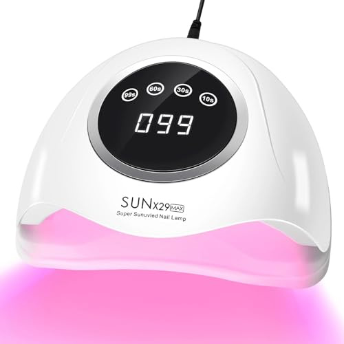 MainPi UV Nail Lamp 380W,Professional 90-LED Gel Nail Dryer with Touch Screen & Auto Sensor,Rapid Curing UV Light for Gel Nails,Shellac & Polygel,4 Timer Settings for Home & Salon Use