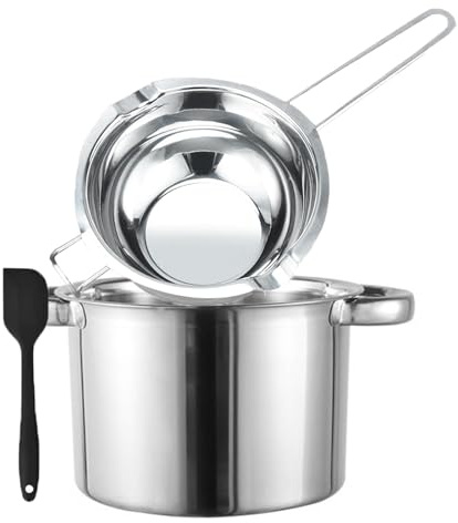 Melting Pot - 600ML Double Boiler and Stainless Steel 1600ML Double Handle Pot Set, Large Baking Tools for Melting Chocolate, Butter, Candy and Candle