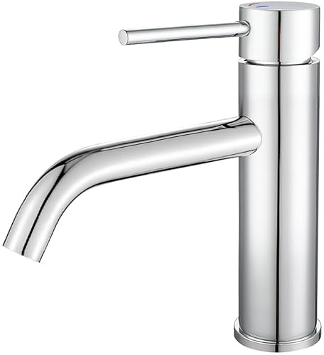 VALAZ Rubinetto Bagno Lavabo Cromo | Apertura a Freddo, Miscelatore Lavabo Bagno Acqua Fredda e Calda, Risparmio Acqua | Installazione Facile e Veloce | Ottone, Inossidabile, Elegante, Serie Ason