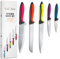 craverix All Purpose Professional Kitchen Knife Set, 5 Sharp Kitchen Knives - Stainless Steel Blades with TPR Handles (Colored)- Pizza Bread Cheese, Gift Set
