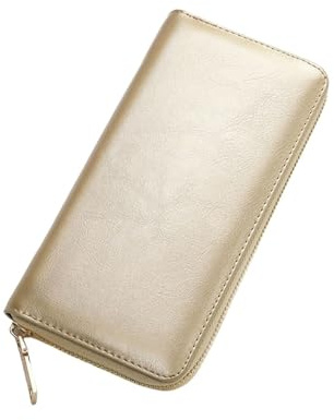 Lejdi Damen-Geldscheinklammern, Geldbörsen, Business-Handtaschen, Geldbörsen, Kartenetuis aus echtem Leder (Color : Gold)
